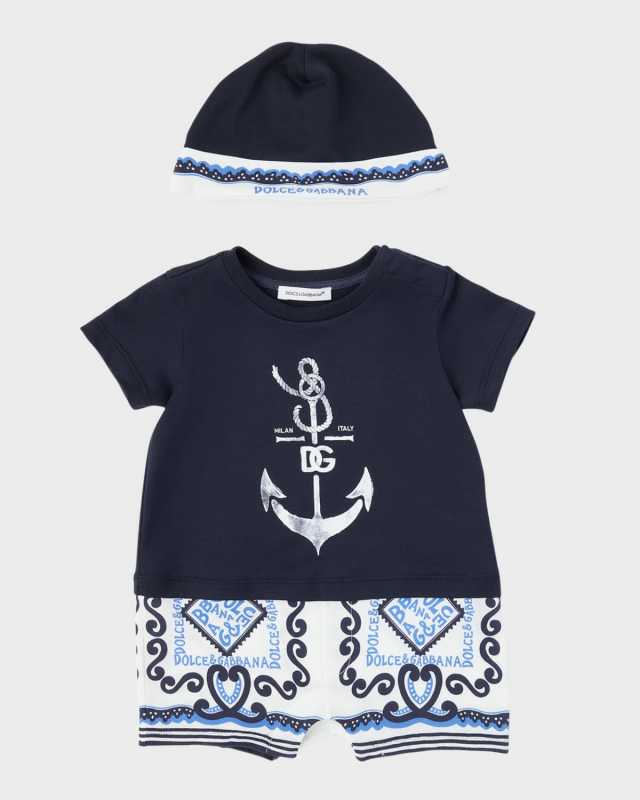 Boy's Anchor Bandana Romper, 3M-24